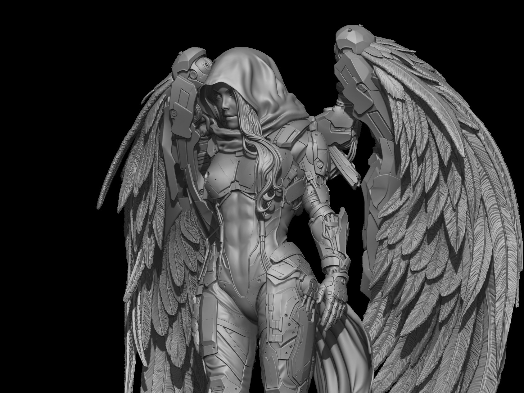 Aelyra "The White Mechanical Angel" - Handcrafted Sci-Fi Collectible Statue - Image 2