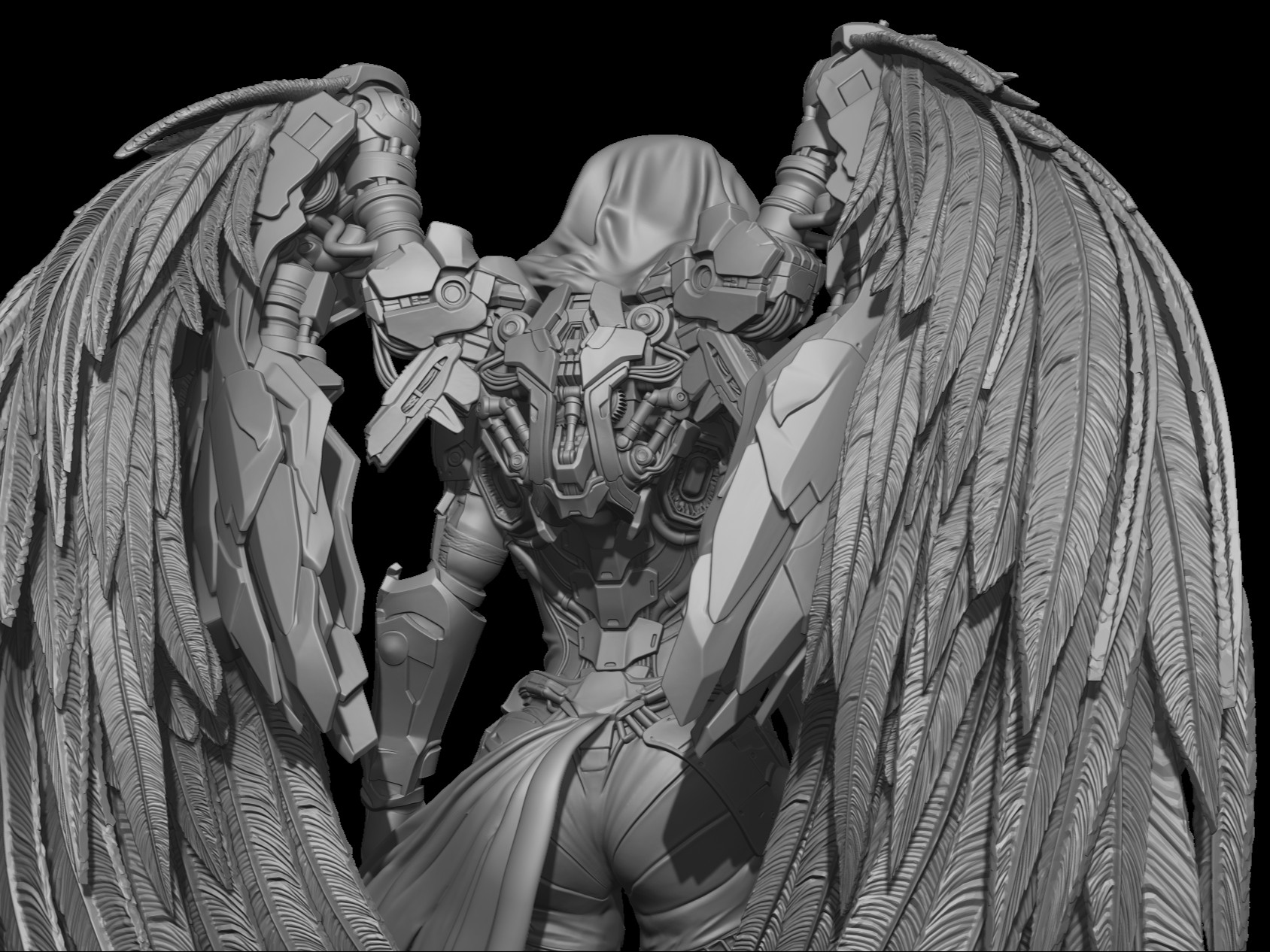 Aelyra "The White Mechanical Angel" - Handcrafted Sci-Fi Collectible Statue - Image 4