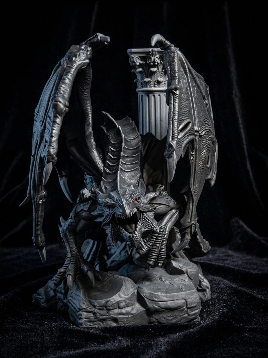 Varkhazar "The Black Dragon" - Resin Statue|Book Holder - Image 4
